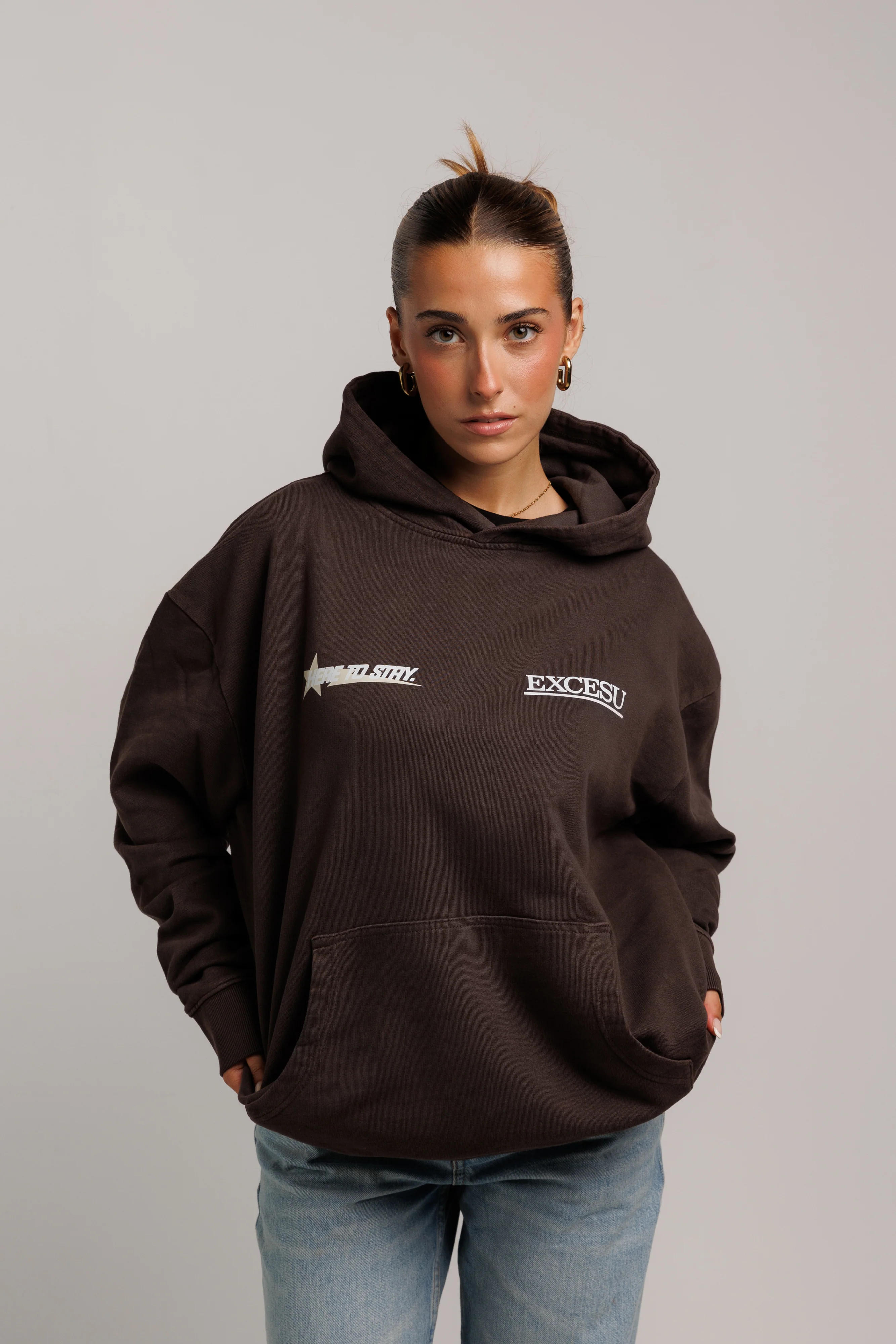 Brown Here To Stay Oversized Hoodie - Image 5