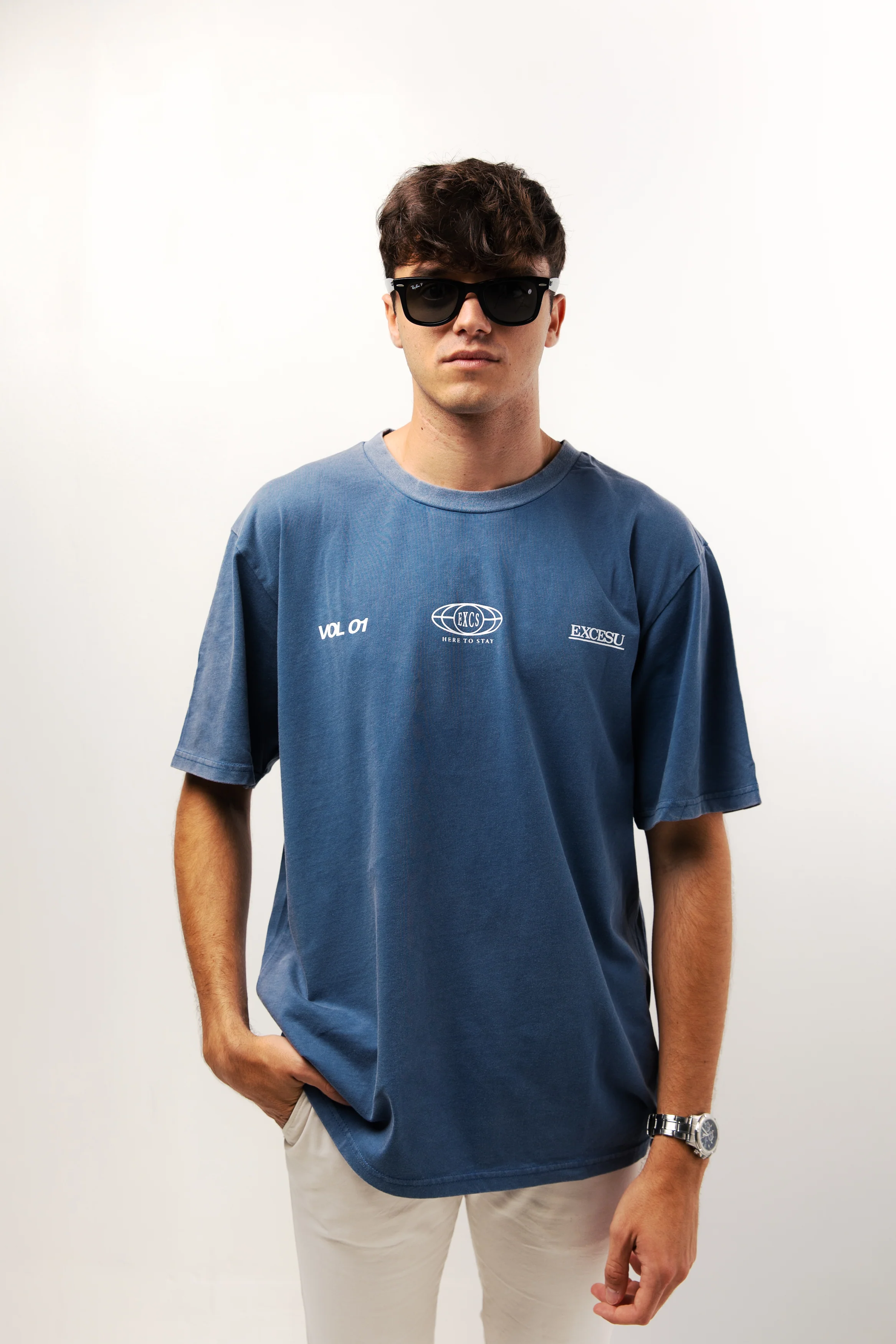 Premium Distressed Navy Blue T-Shirt - Image 3