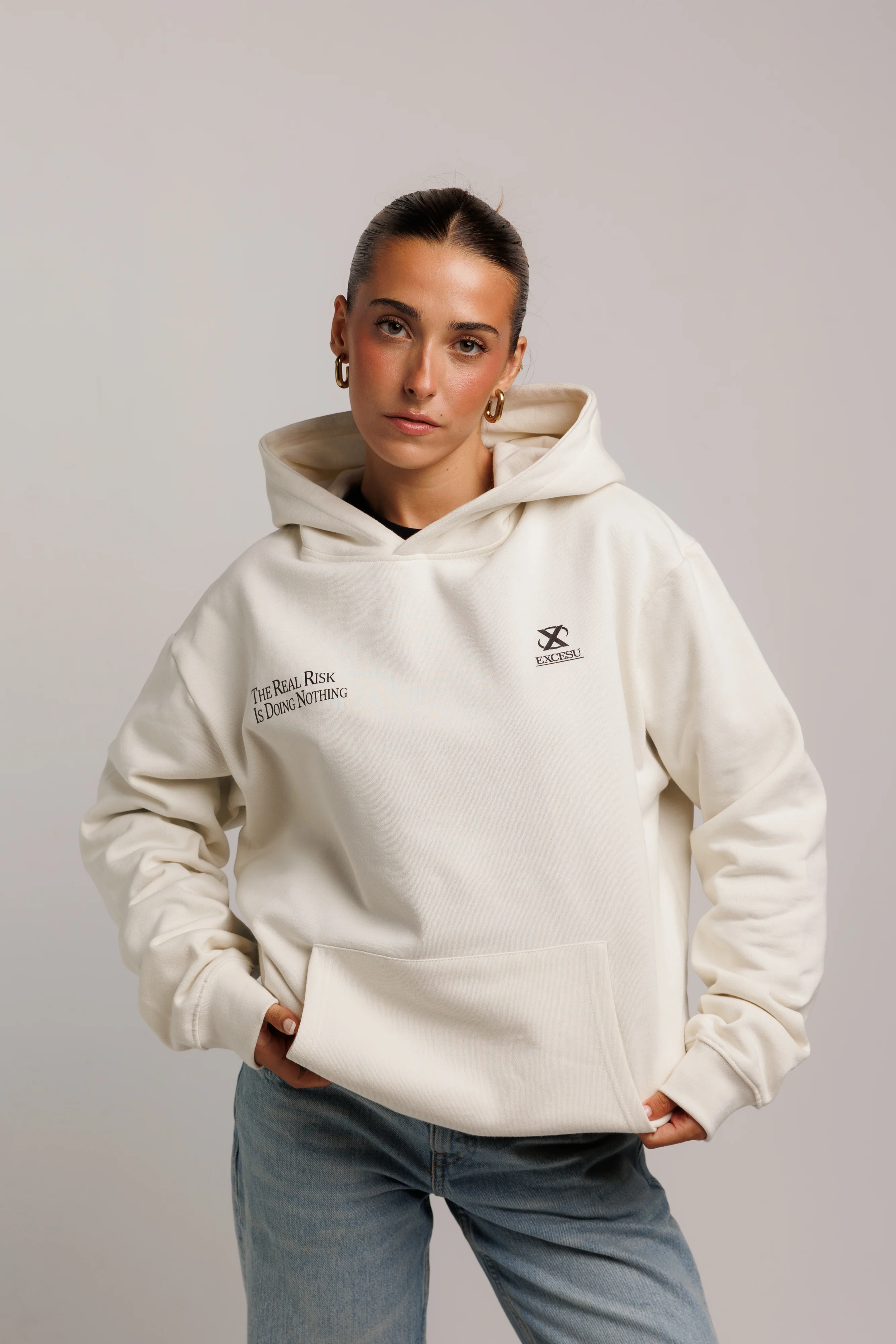 Keep The Focus Beige Hoodie - Image 5