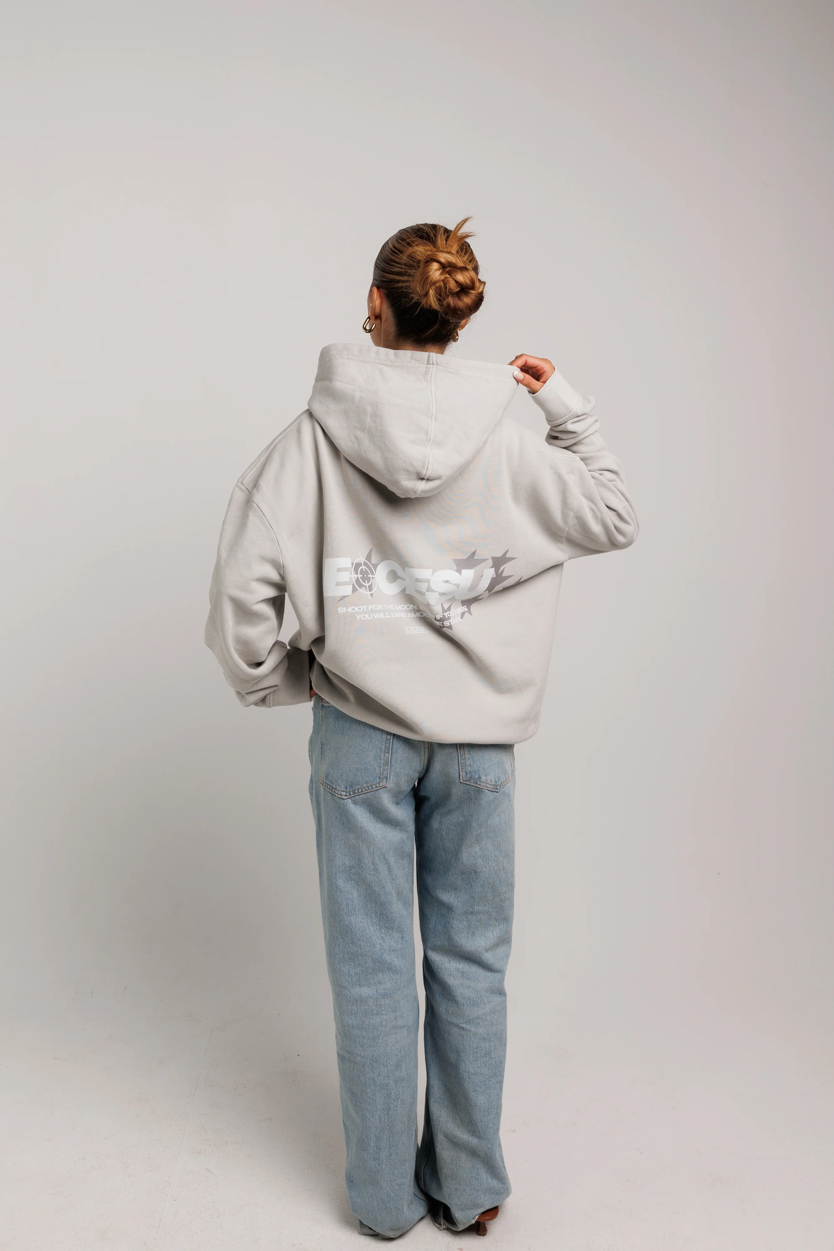 Shoot For The Moon Gray Hoodie - Image 6