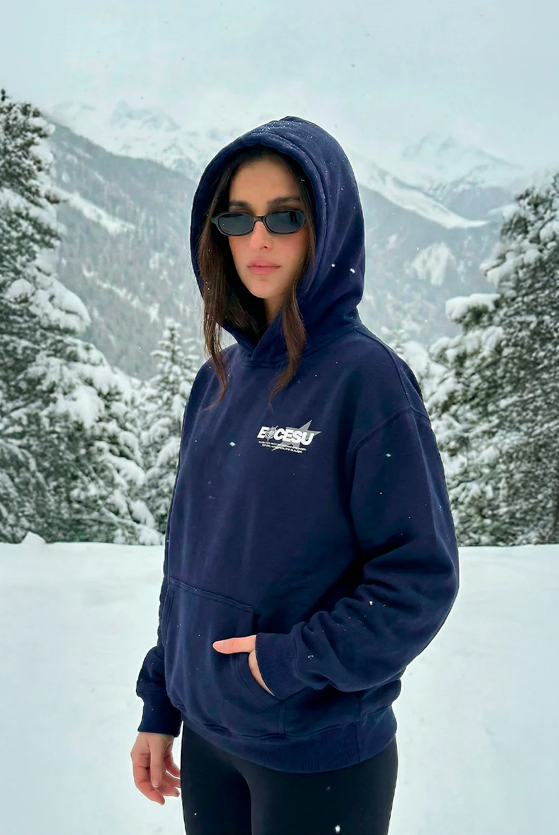 Shoot For The Moon Navy Hoodie - Image 4