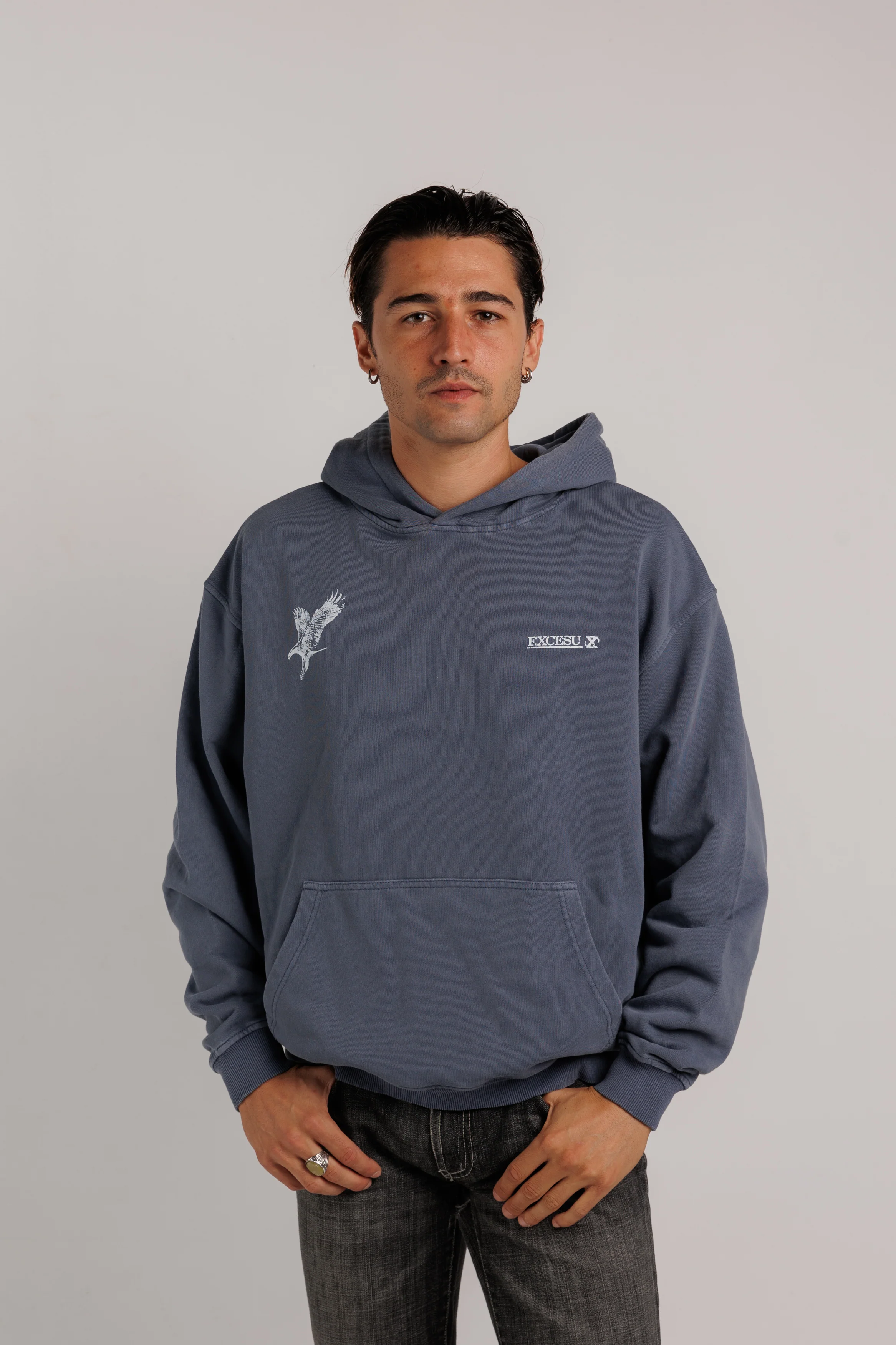 Washed Navy Eagle Hoodie - Image 7